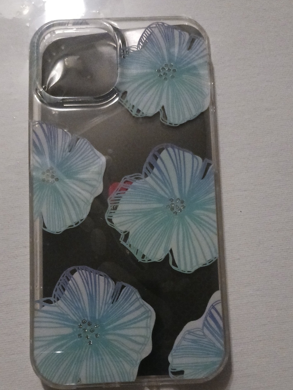 Clear Floral Phone Case with Blue Flowers - Compatible iPhone Case
